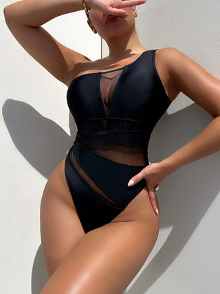 One-Shoulder Sleeveless One-Piece Swimsuit Trendsi