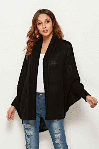 Open Front Dolman Sleeve Longline Cardigan Divacious