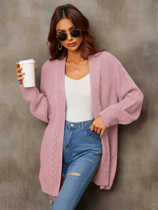 Warm Fall Mixed Knit Open Front Longline Cardigan Divacious