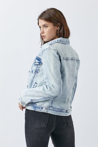 Button Up Washed Denim Jacket Divacious