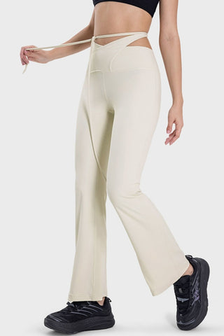 Millennia Tied Mid-Rise Waist Active Pants Trendsi