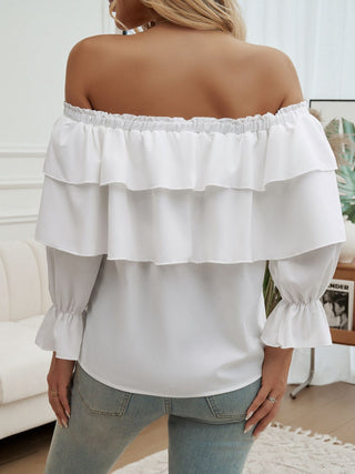 Off-Shoulder Flounce Sleeve Blouse Divacious