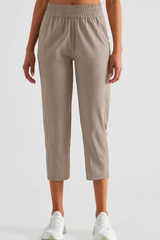 Elastic Waist Cropped Sports Pants Trendsi