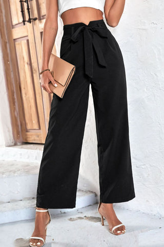 Belted High-Rise Wide Leg Pants Divacious