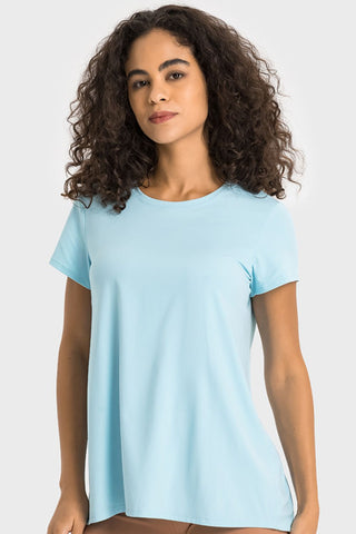 Millennia Tie Back Short Sleeve Sports Tee Trendsi