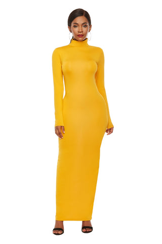 Mock Neck Long Sleeve Maxi Slim Dress Trendsi