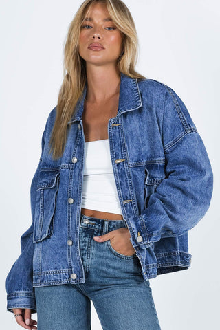 Collared Neck Button Up Denim Jacket - Divacious