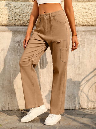 Mid-Rise Waist Pants with Pockets Divacious