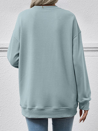 Round Neck Long Sleeve Sweatshirt Divacious