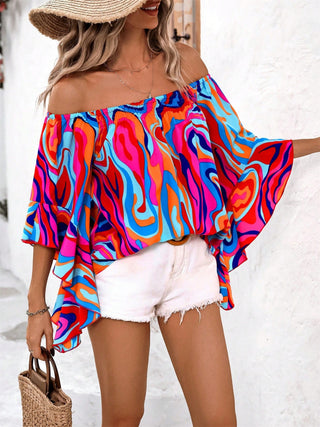 Printed Off-Shoulder Blouse Divacious