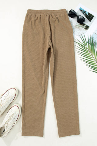 Drawstring Straight Pants with Pockets Divacious