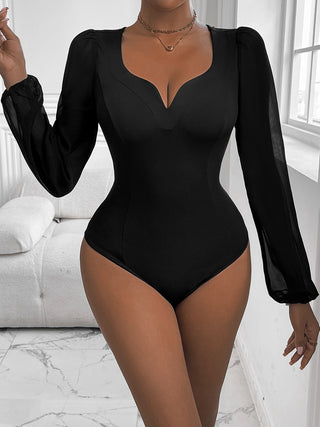 Sweetheart Neck Long Sleeve Bodysuit Divacious