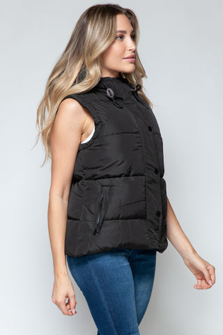 Snobbish Snap and Zip Closure Hooded Vest Trendsi