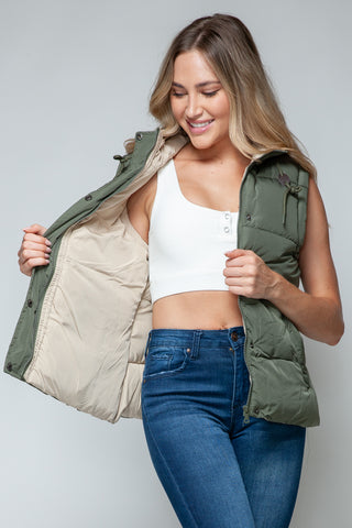 Snobbish Snap and Zip Closure Hooded Vest Trendsi