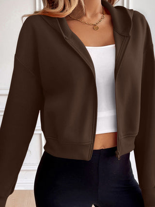 Ivy Lane Zip Up Dropped Shoulder Hooded Jacket Trendsi