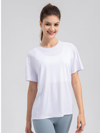 Round Neck Short Sleeve Active Top Trendsi