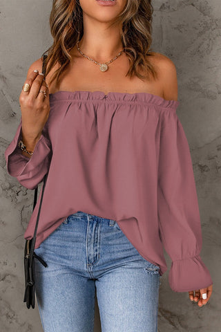 Frill Off-Shoulder Flounce Sleeve Blouse Divacious