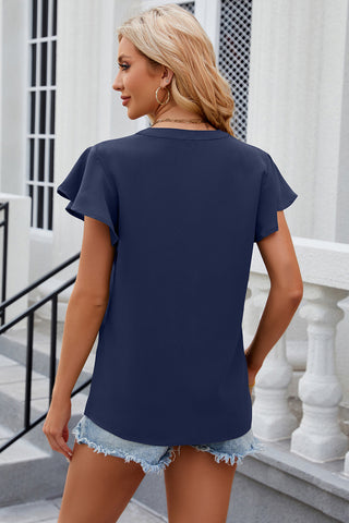 Notched Cap Sleeve T-Shirt Divacious