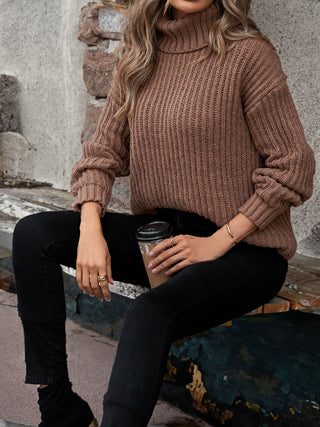 Turtleneck Rib-Knit Sweater Divacious