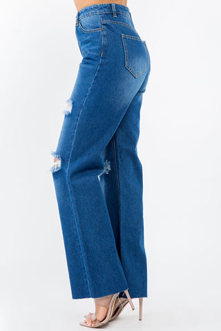 High Waist Distressed Wide Leg Jeans Divacious