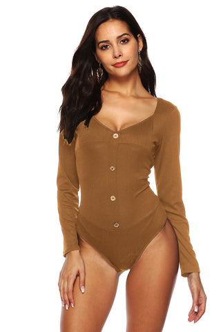 Button Detail Bodysuit Divacious