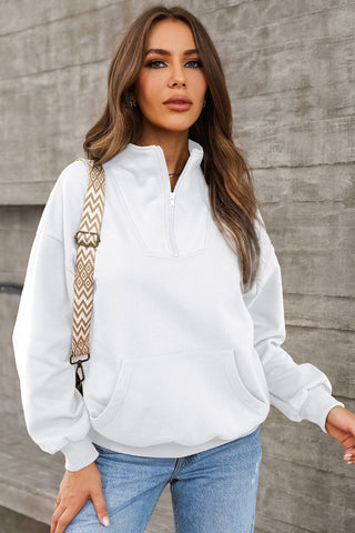 Quarter Zip Dropped Shoulder Sweatshirt Divacious