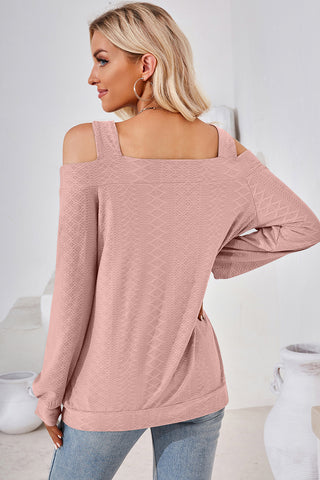 Cutout Square Neck Cold Shoulder T-Shirt Divacious