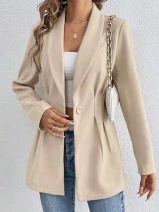 One Button Long Sleeve Blazer - Divacious