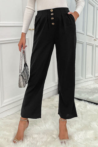 Button Fly Wide Leg Pants Divacious