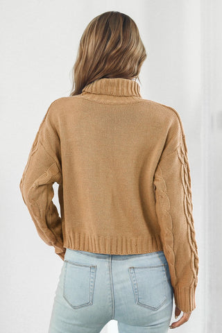 Turtleneck Dropped Shoulder Sweater Divacious