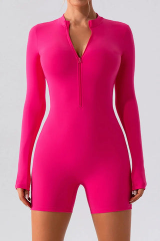 Half Zip Long Sleeve Active Romper Divacious