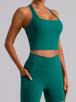 Square Neck Racerback Cropped Tank Trendsi