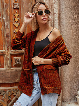 Ribbed Open Front Long Sleeve Cardigan Divacious