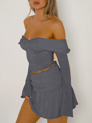 Twisted Ruffled Off-Shoulder Long Sleeve T-Shirt - Divacious