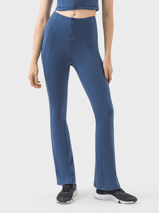 Millennia Zipper Detail High Waist Active Pants Trendsi