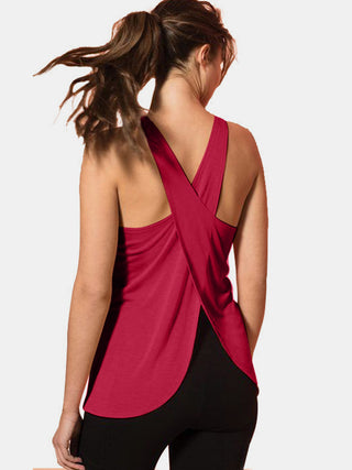 Crisscross Scoop Neck Active Tank Trendsi