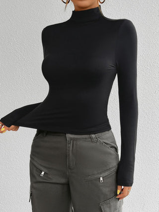 Mock Neck Long Sleeve T-Shirt Divacious