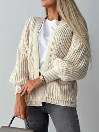 Open Front Dropped Shoulder Cardigan Divacious