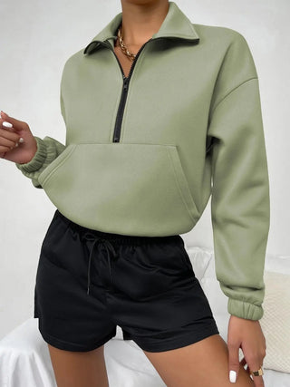 Half-Zip Dropped Shoulder Sweatshirt Divacious