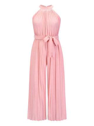 Cutout Tied Pleated Sleeveless Jumpsuit Divacious