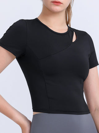 Round Neck Short Sleeve Active Top Trendsi