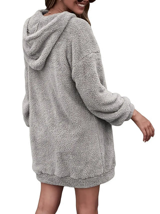 Half Zip Dropped Shoulder Oversized Hoodie Divacious