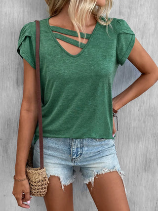 Cutout Petal Sleeve T-Shirt Divacious