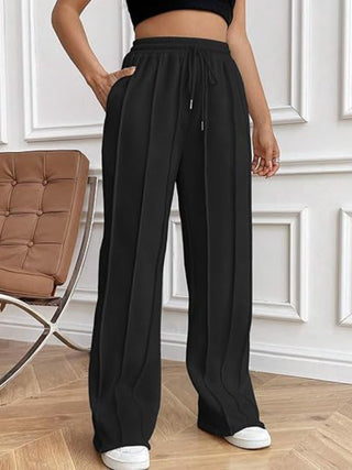 Drawstring Wide Leg Pants with Pockets - Divacious