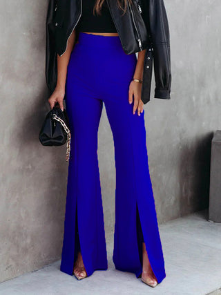 Front Slit Flare Leg Pants Divacious