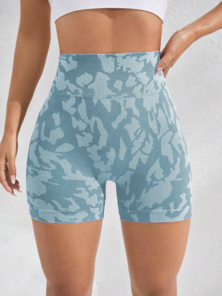 Printed High Waist Active Shorts Divacious