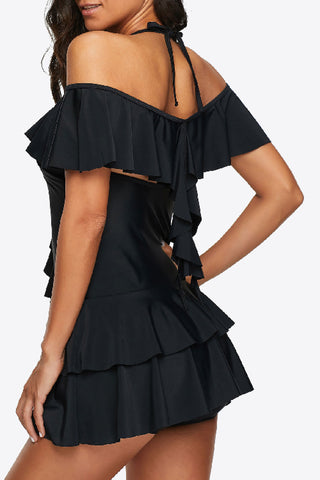 Ruffled Cold-Shoulder Two-Piece Swimsuit Divacious