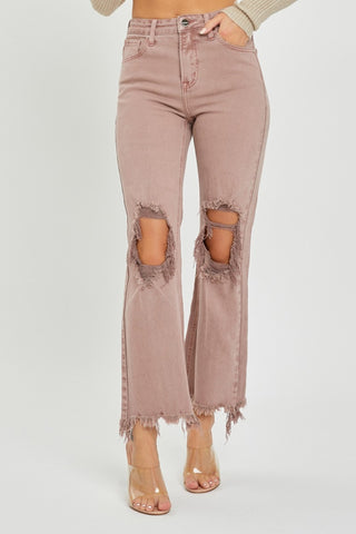 Distressed Ankle Bootcut Jeans Divacious