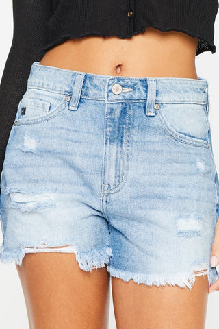 Kancan High Waist Frayed Denim Shorts Divacious