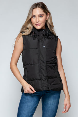 Snobbish Snap and Zip Closure Hooded Vest Trendsi